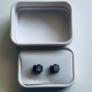 Betsy Johnson  Camera earrings leatherette case